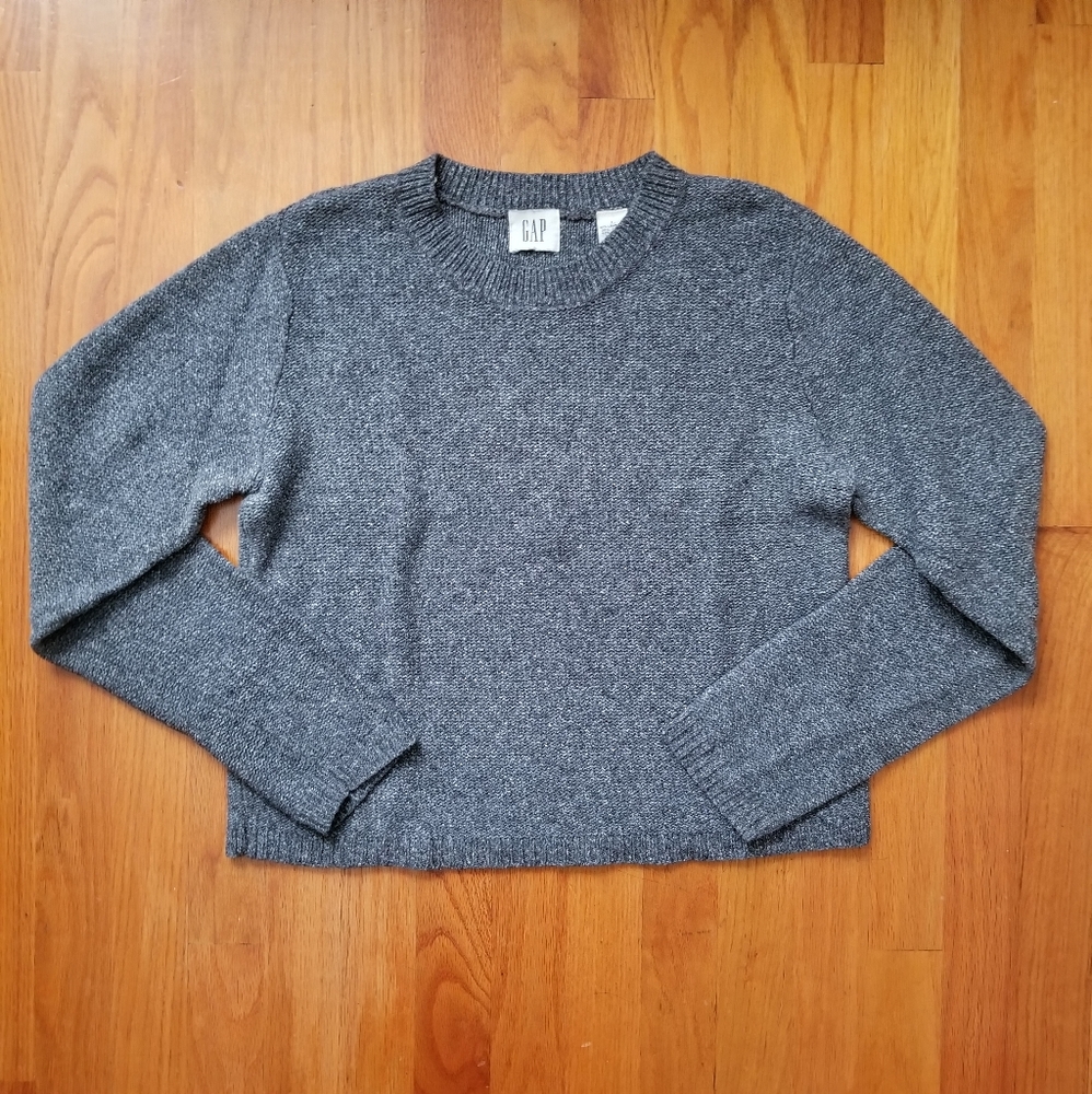 GAP Heather Gray Boxy Crop Knit Sweater